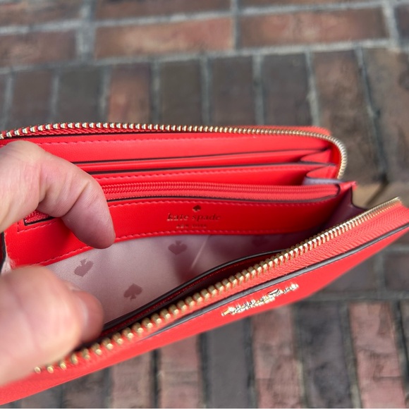 KATE SPADE NEW YORK ORANGE LEATHER FULL ZIP CLOSURE WALLET NEW!! - Picture 9 of 16